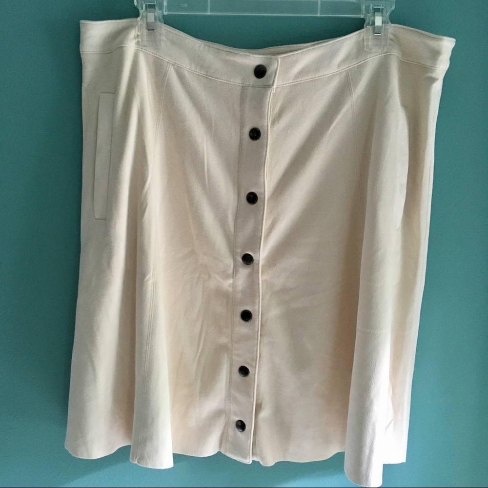 Forever 21+ Cream Faux Suede Button Down Skirt